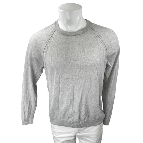 Banana Republic 100% Merino Wool Men's Gray Long Sleeve Sweatshirt Sweater Top L - Picture 1 of 3